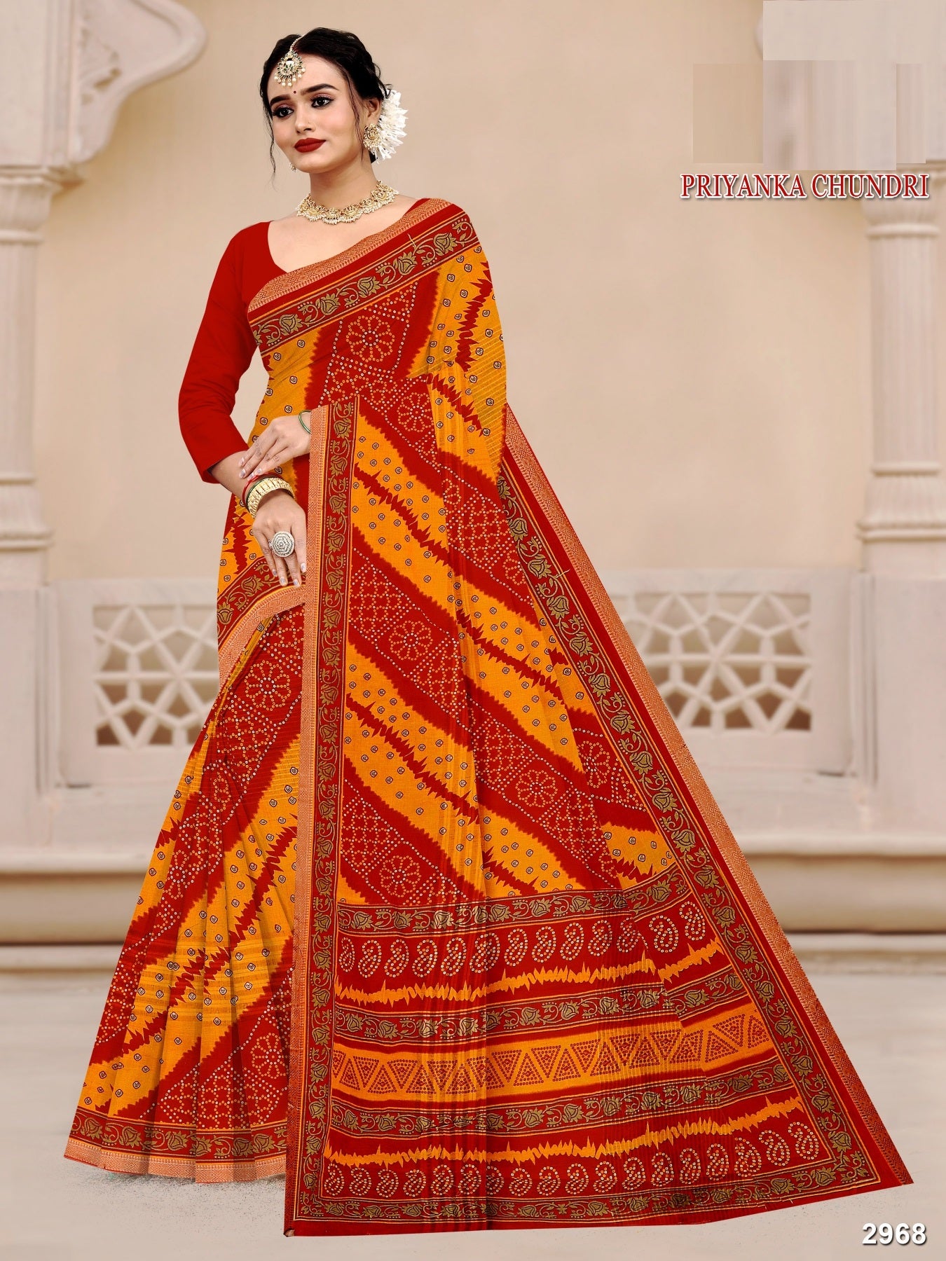 Priyanka Chundri Fancy Cotton Printed Saree – 10 Pcs Set M.R. Saree Emporium