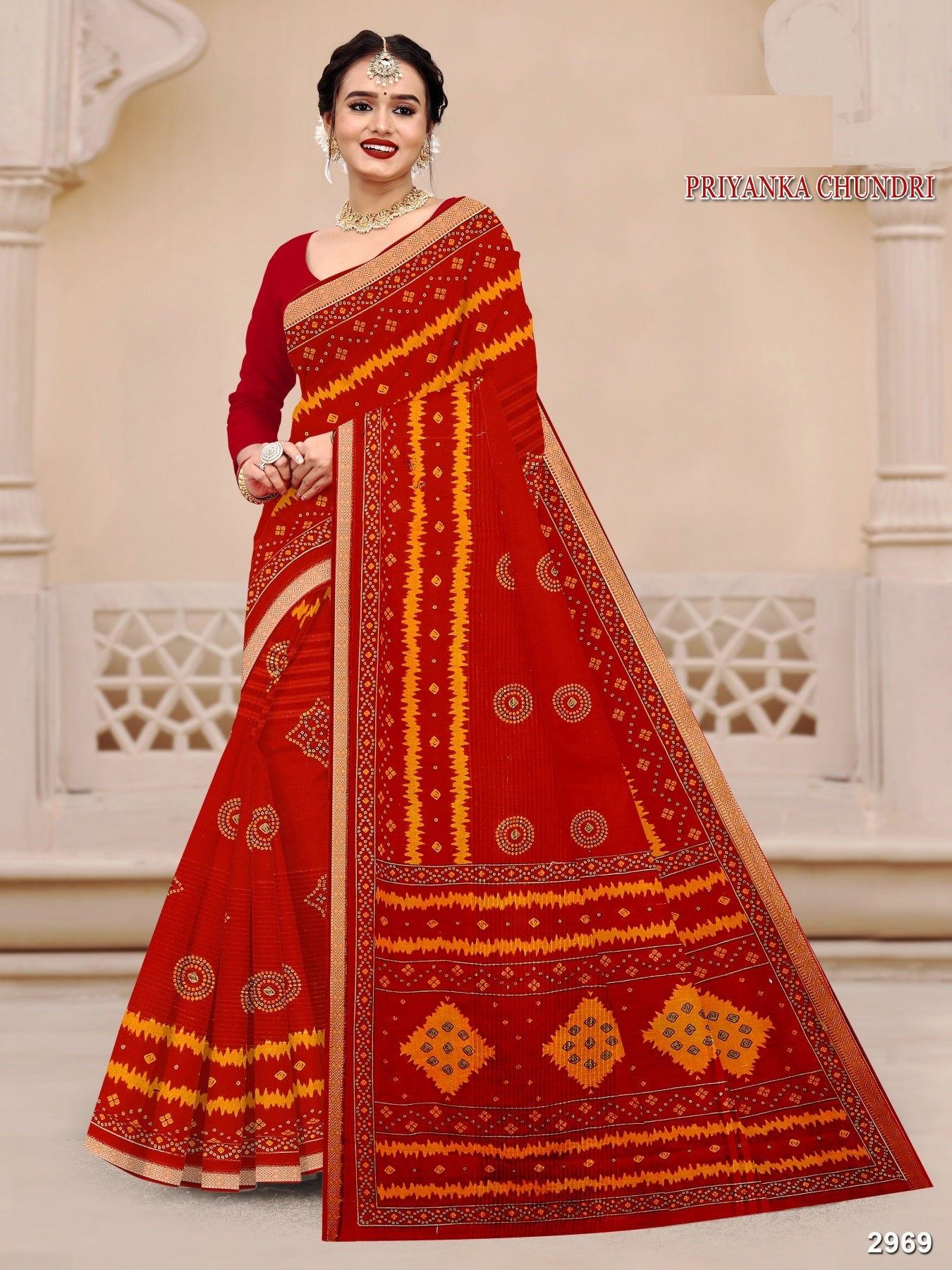 Priyanka Chundri Fancy Cotton Printed Saree – 10 Pcs Set M.R. Saree Emporium