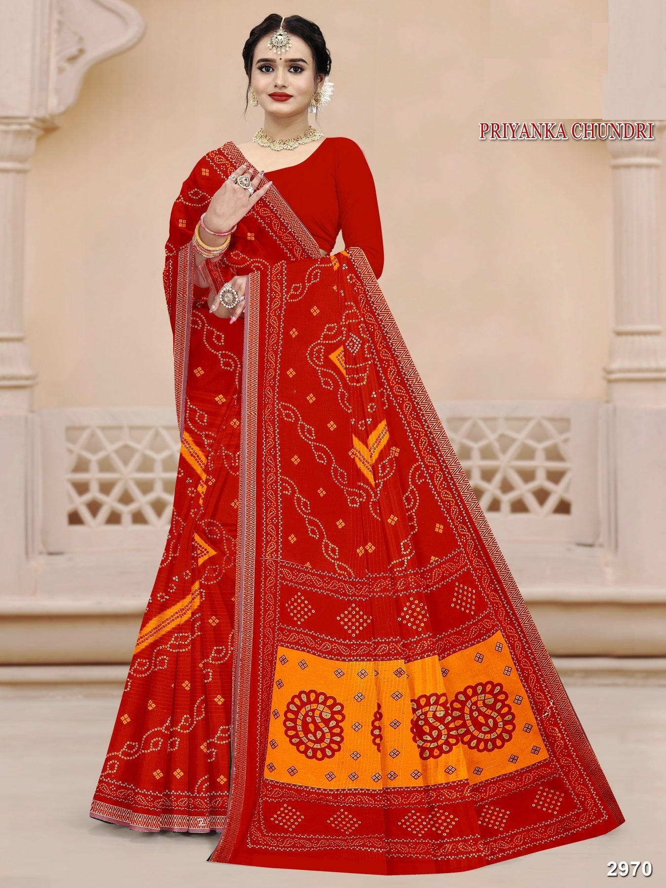 Priyanka Chundri Fancy Cotton Printed Saree – 10 Pcs Set M.R. Saree Emporium