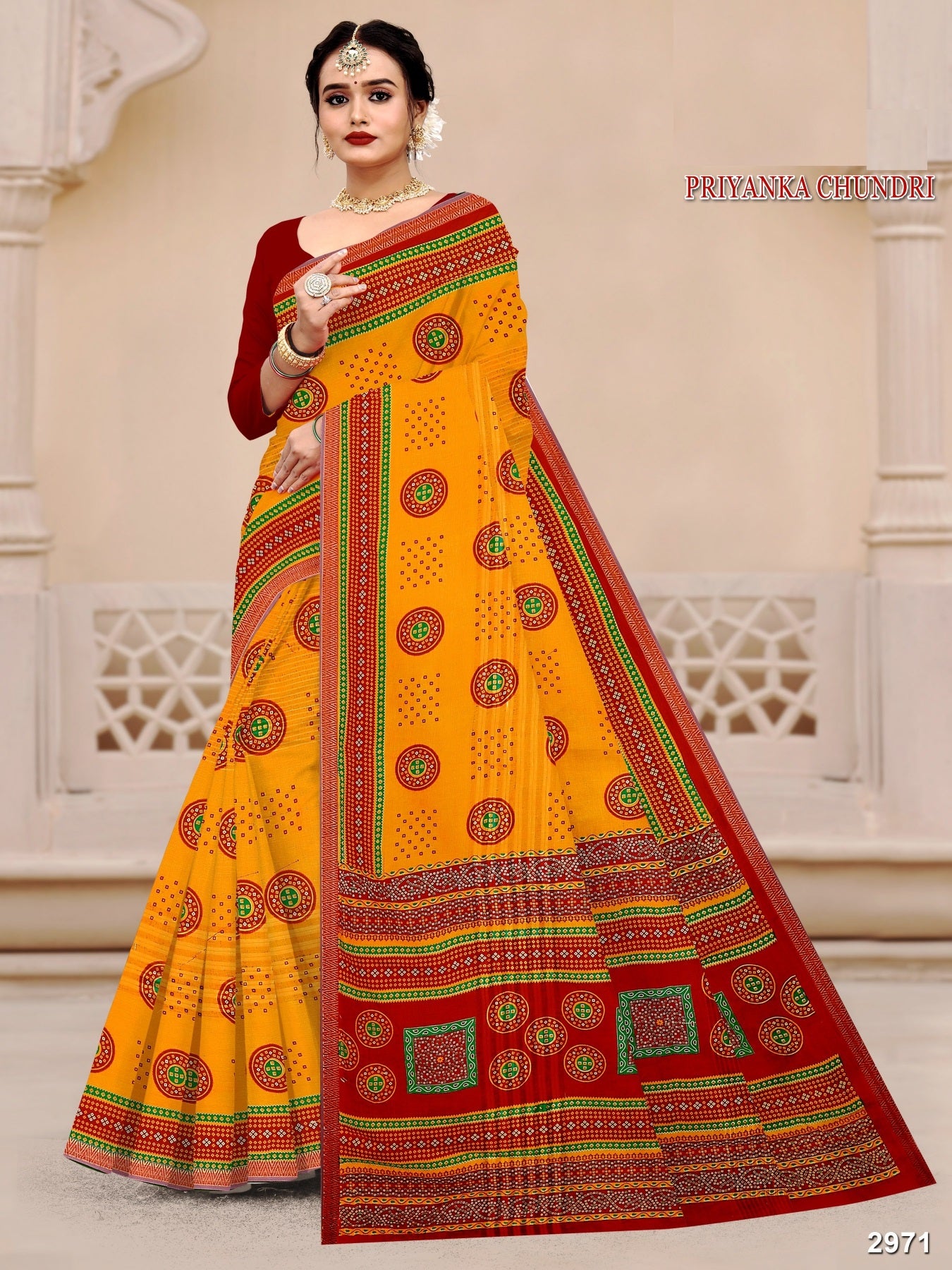 Priyanka Chundri Fancy Cotton Printed Saree – 10 Pcs Set M.R. Saree Emporium