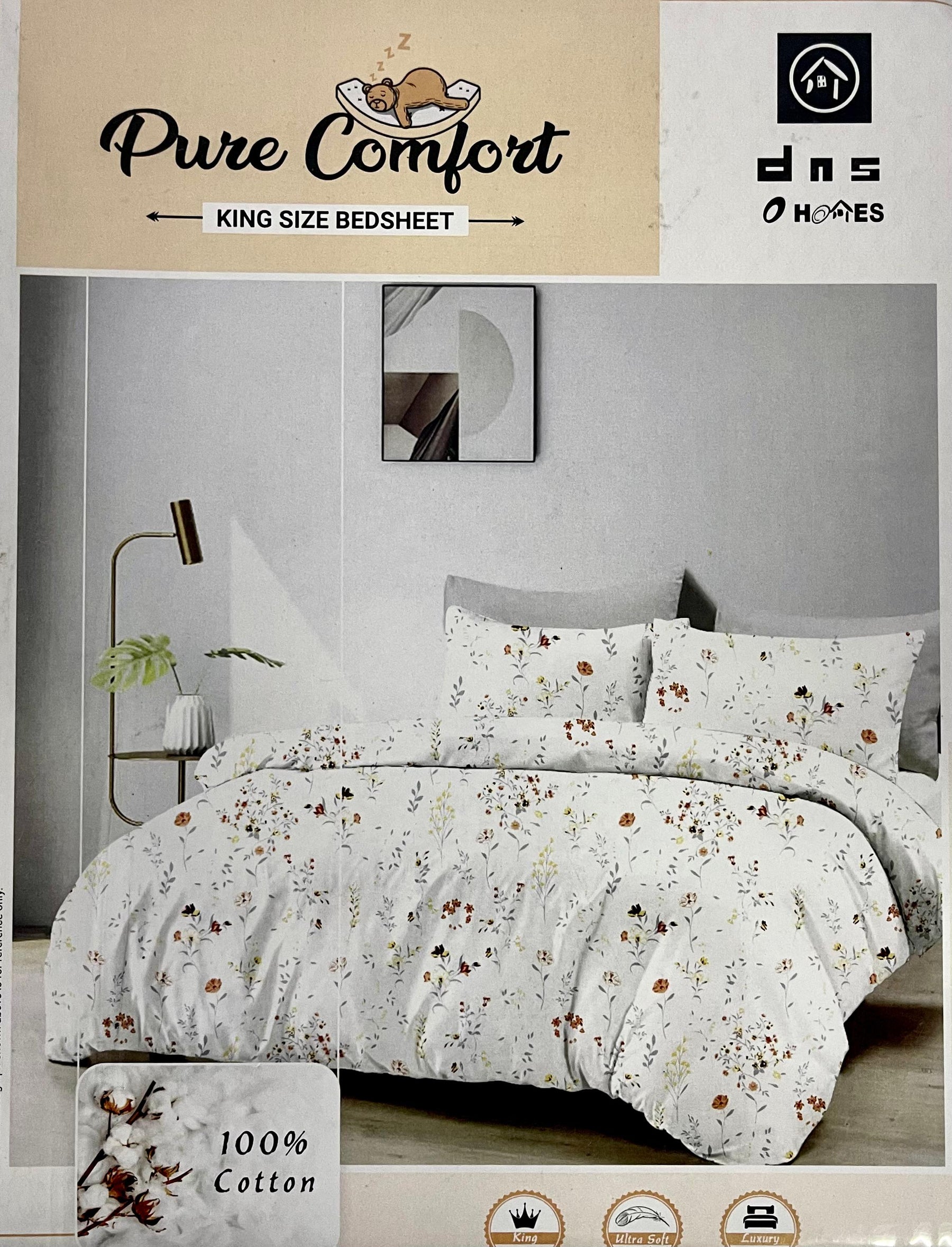 Pure Comfort King 100% Cotton Fancy Print Bedsheet with 2 Pillow Covers – M.R. Saree Emporium