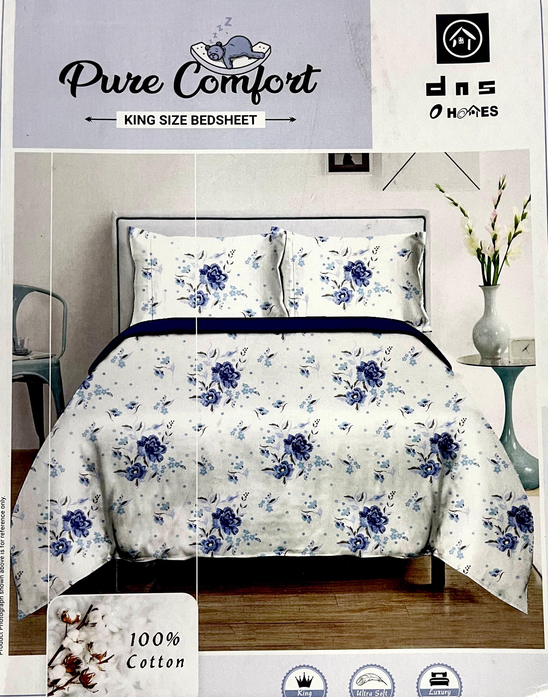 Pure Comfort King 100% Cotton Fancy Print Bedsheet with 2 Pillow Covers – M.R. Saree Emporium