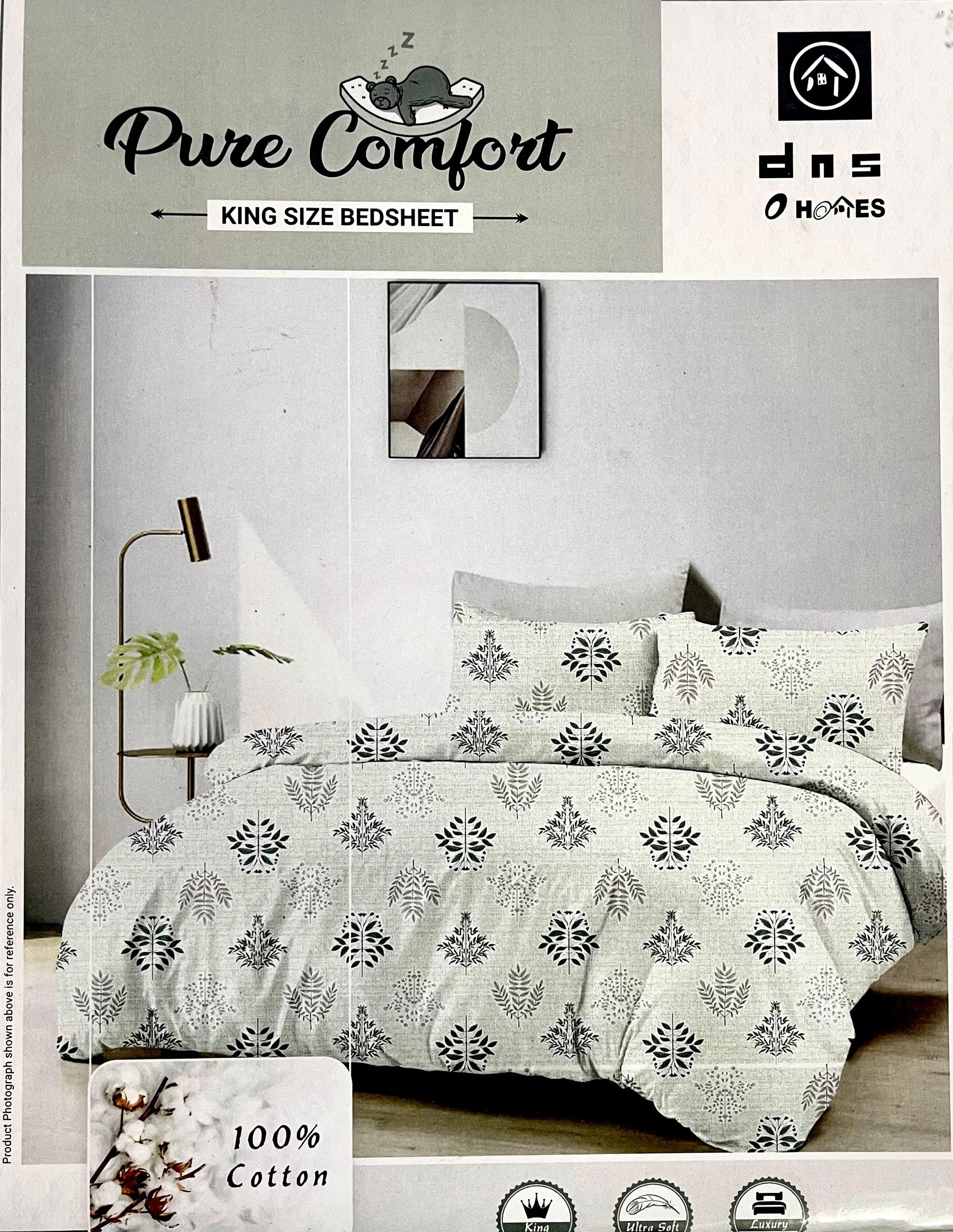 Pure Comfort King 100% Cotton Fancy Print Bedsheet with 2 Pillow Covers – M.R. Saree Emporium