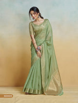 Women's Pure Handloom Khadi Silk Woven Border Saree