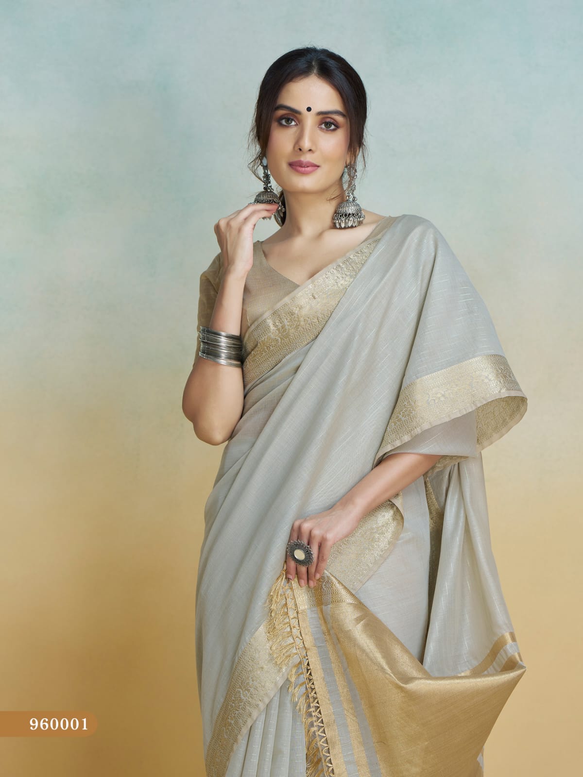Women's Pure Handloom Khadi Silk Woven Border Saree