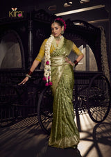Pure Viscose Tissue Saree with Handworked Pallu