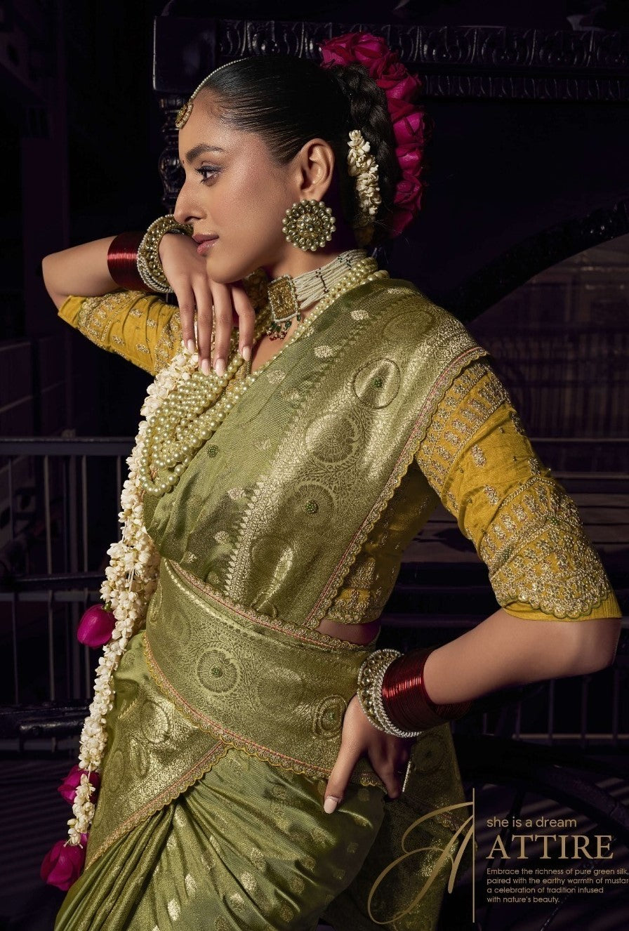Pure Viscose Tissue Saree with Handworked Pallu