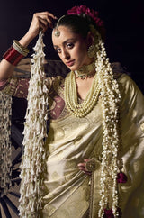 Pure Viscose Tissue Saree with Handworked Pallu