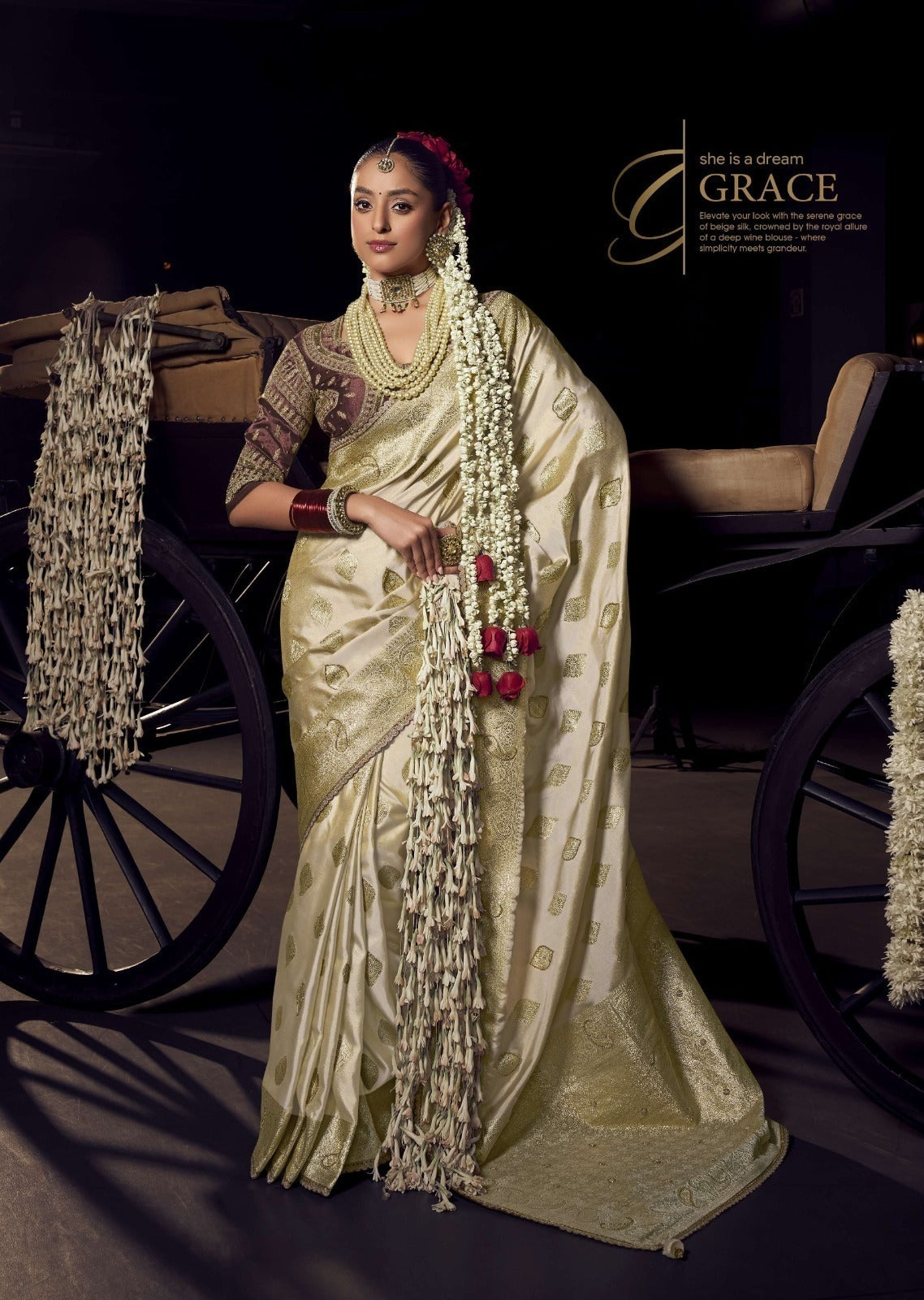 Kira Kesha Pure Viscose Tissue Saree with Handworked Pallu 5 Pcs Set