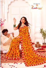 Ladorani Rangeela Designer Saree with Zari Border - 8 Pcs Set