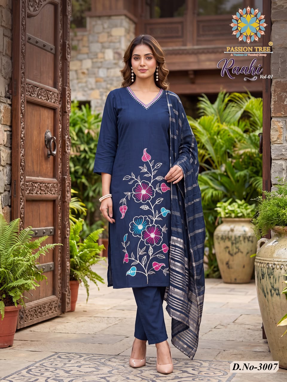 Passion Tree Raahi Vol 3 Roman Silk Embroidery 8 Pcs Set