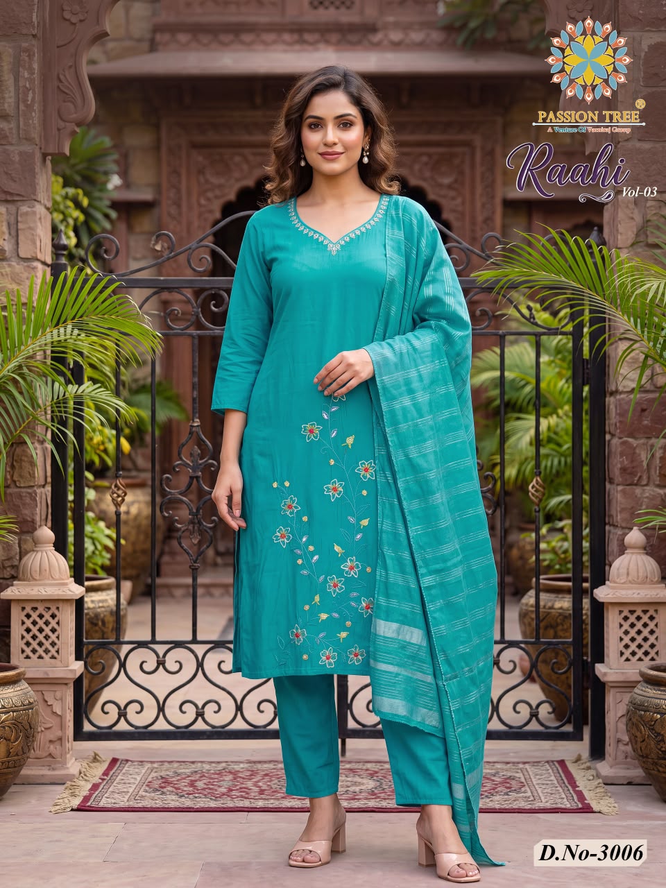 Passion Tree Raahi Vol 3 Roman Silk Embroidery 8 Pcs Set