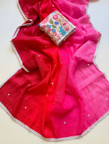 RajMata Dhanak Linen – Soft Linen Thread Border Saree 6 Pcs Set