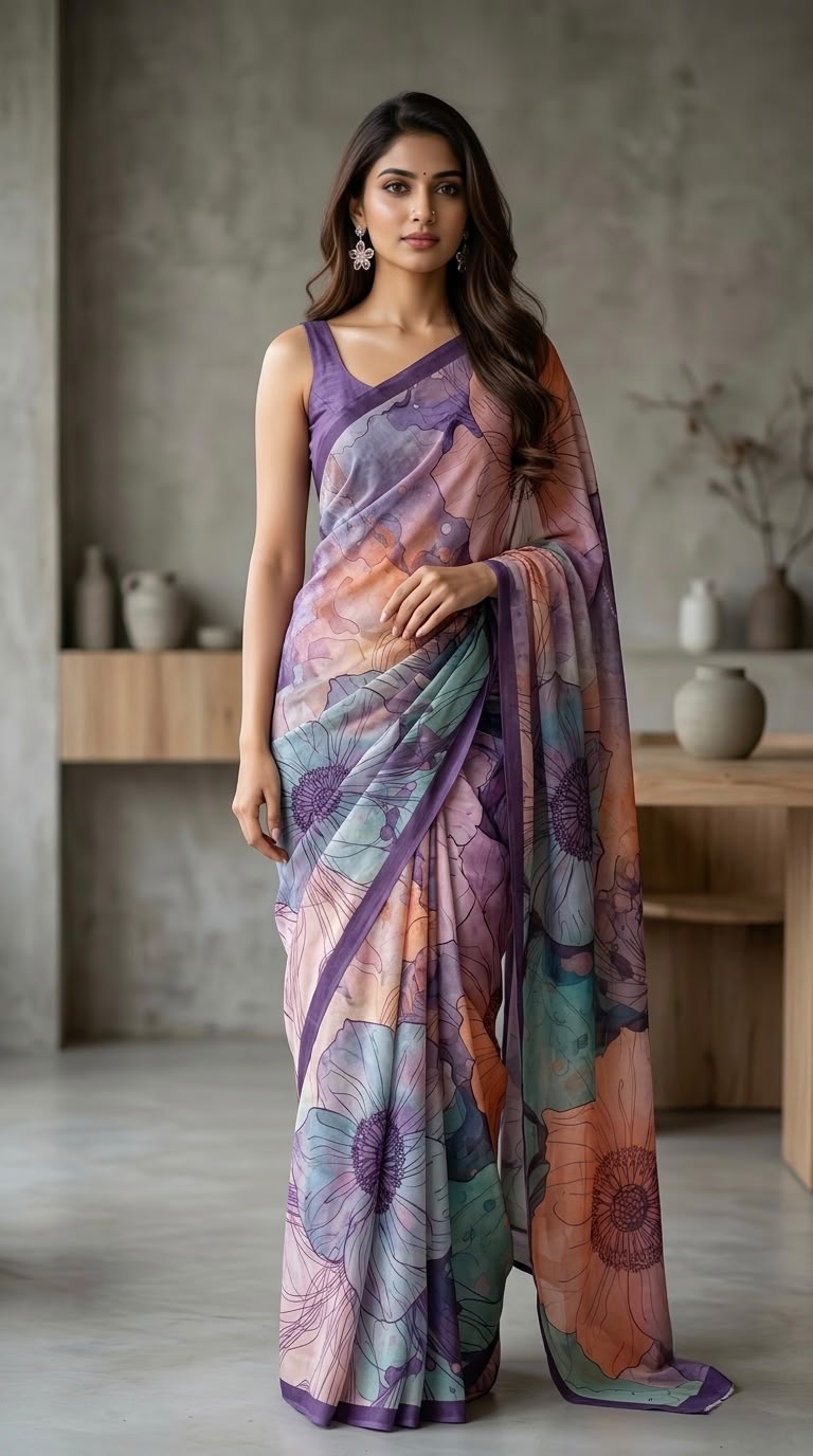 RajMata Ruby Crepe 8 Pcs Set  Soft Italian Crepe with Fancy Digital Prints