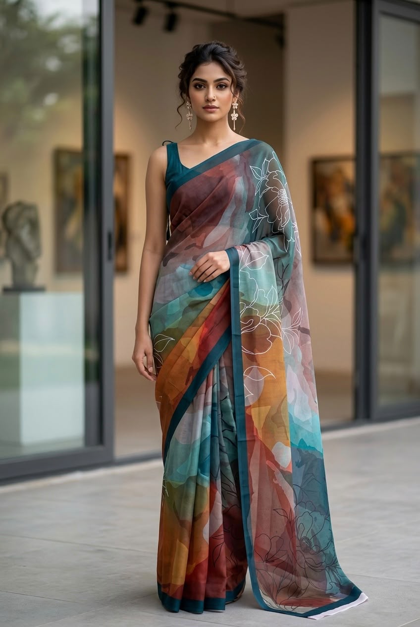 RajMata Ruby Crepe 8 Pcs Set  Soft Italian Crepe with Fancy Digital Prints