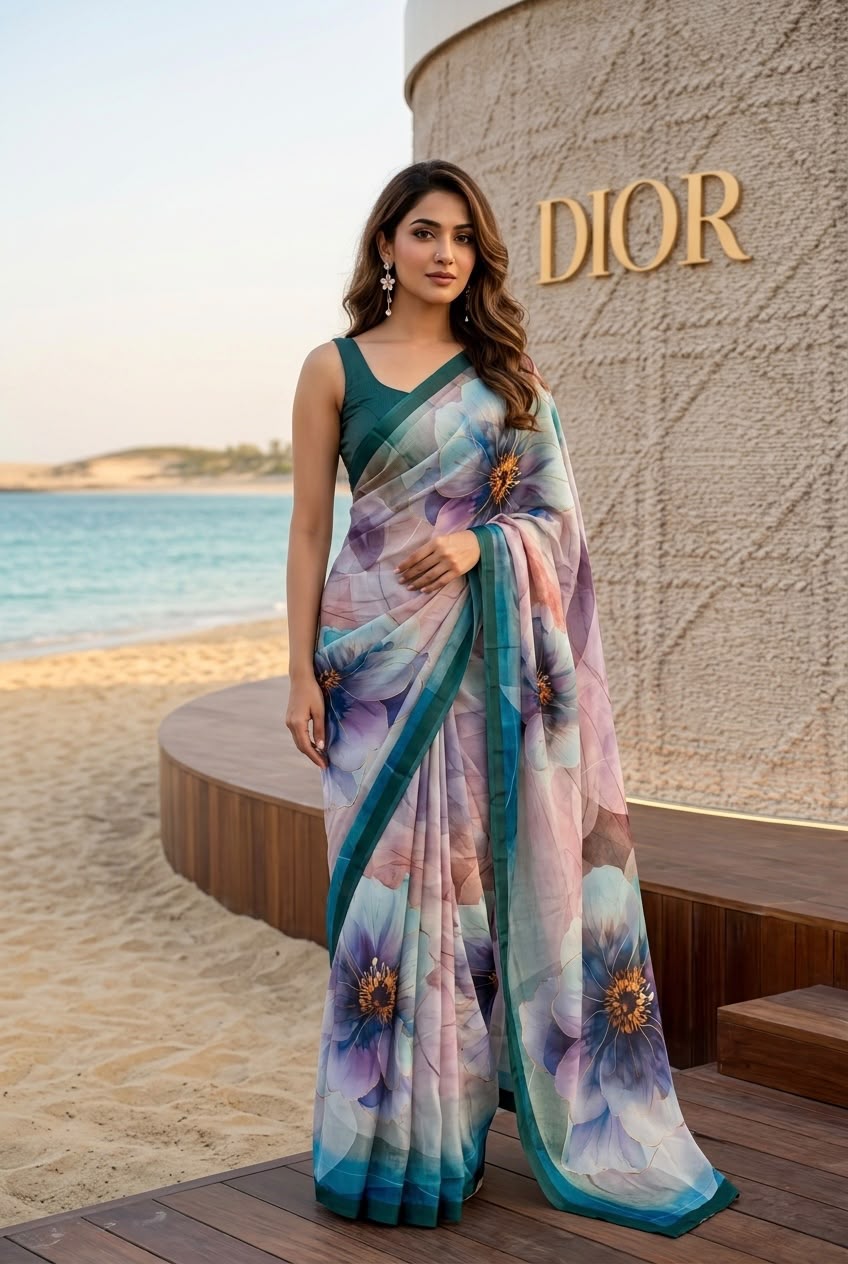 RajMata Ruby Crepe 8 Pcs Set  Soft Italian Crepe with Fancy Digital Prints