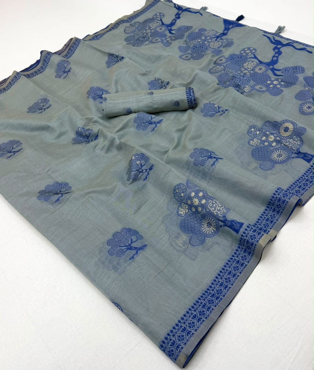 Tapti Cotton Saree - Soft Cotton with Fancy Jamdani Style Weaving