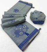 Tapti Cotton Saree - Soft Cotton with Fancy Jamdani Style Weaving