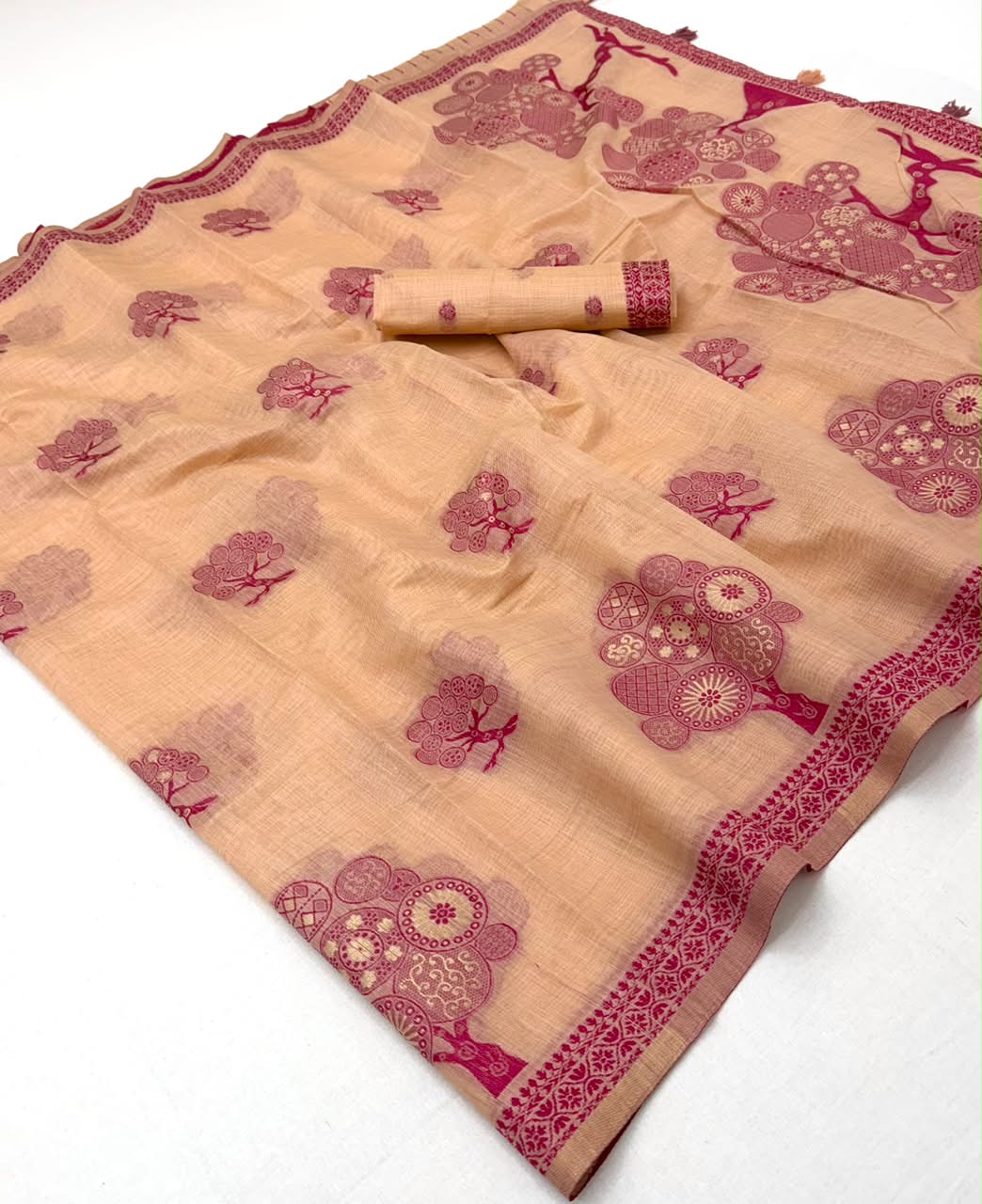 Tapti Cotton Saree - Soft Cotton with Fancy Jamdani Style Weaving