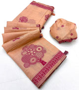 Tapti Cotton Saree - Soft Cotton with Fancy Jamdani Style Weaving