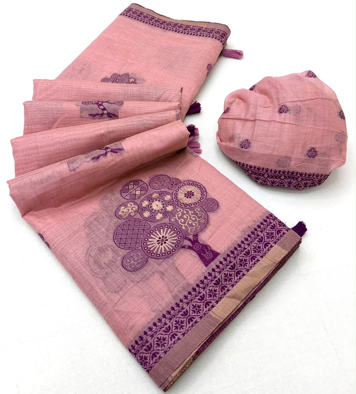Tapti Cotton Saree - Soft Cotton with Fancy Jamdani Style Weaving