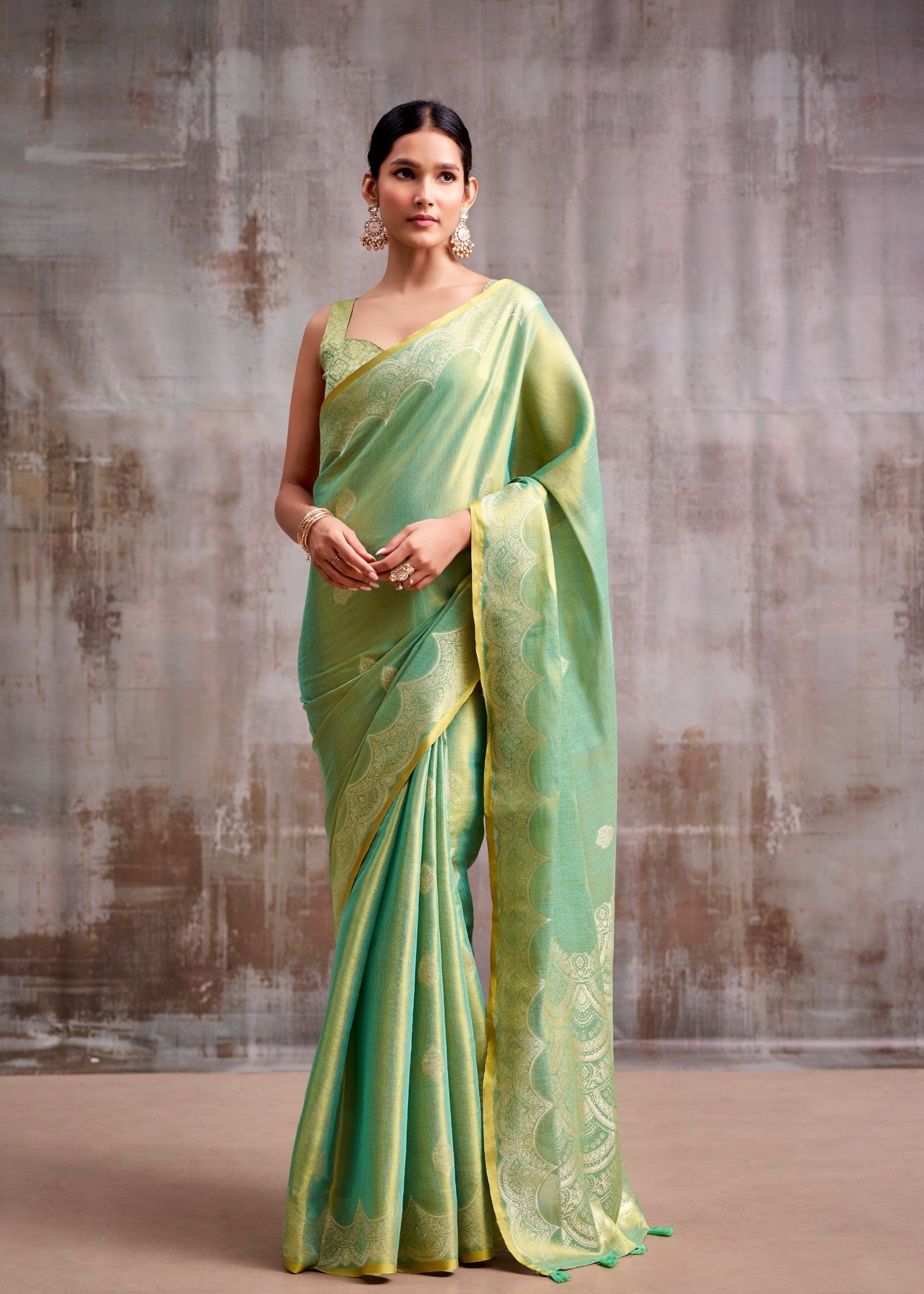 Premium Tissue Silk Saree with Elegant Woven Border