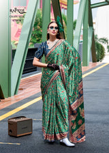 RajPath Next Generation Pure Satin Silk Ajrakh Print Saree