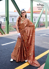 RajPath Next Generation Pure Satin Silk Ajrakh Print Saree