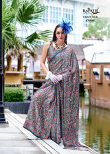 RajPath Next Generation Pure Satin Silk Ajrakh Print Saree