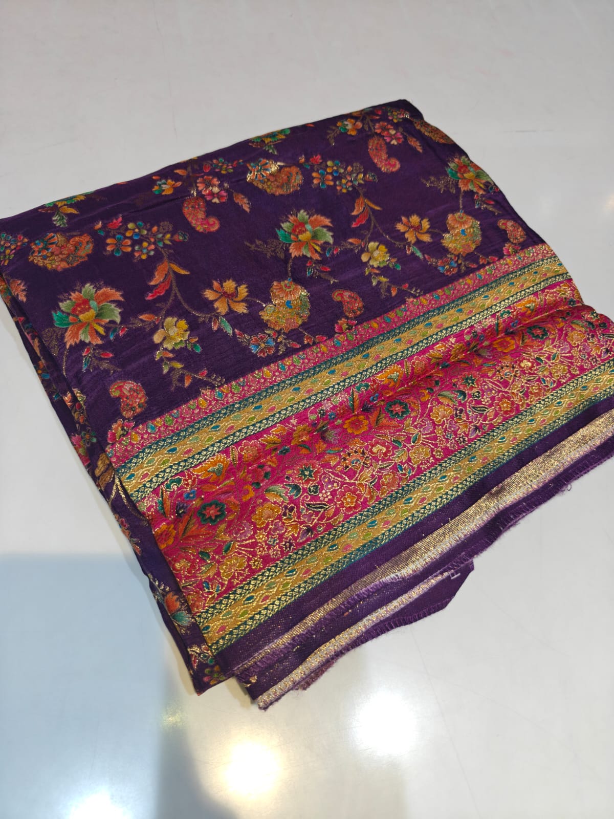 RajPath Pashmina Position Print Saree - Pure Viscose Satin 3 Pcs Set