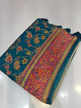 RajPath Pashmina Position Print Saree - Pure Viscose Satin 3 Pcs Set