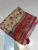 RajPath Pashmina Position Print Saree - Pure Viscose Satin 3 Pcs Set
