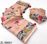RajYog Kazari Zari Linen Chanderi Saree with Digital Print & Tassels – 6 Pcs Set