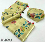 RajYog Kazari Zari Linen Chanderi Saree with Digital Print & Tassels – 6 Pcs Set