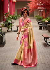 RajPath Rangoli Art Pure Banarasi Silk Saree 6 Pcs Set -Beautiful Border Concept -M.R. Saree Emporium