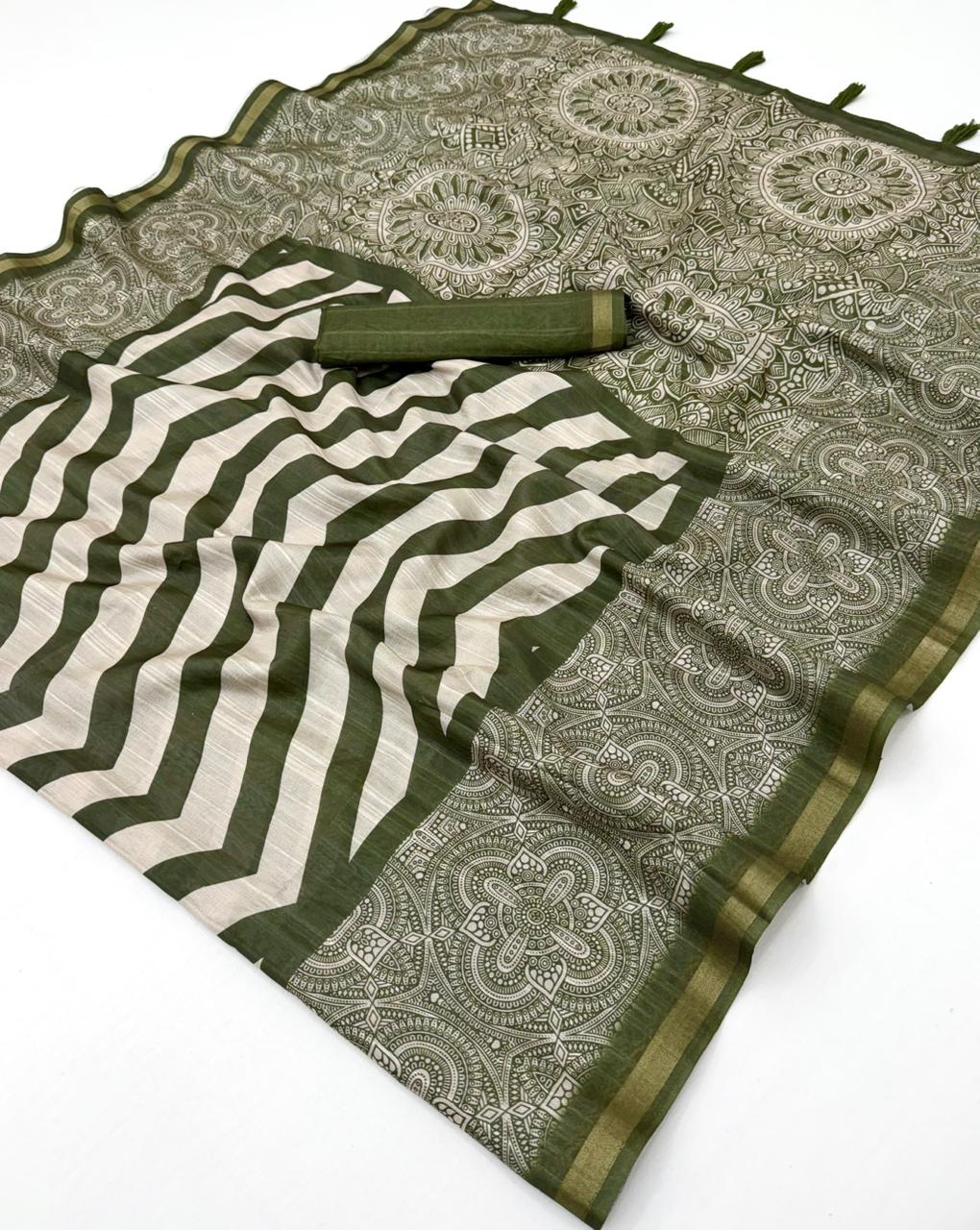 Rajyog Rishika Cotton Silk Saree with Self Weaving & Printed Design (8 Design) – M.R. Saree Emporium