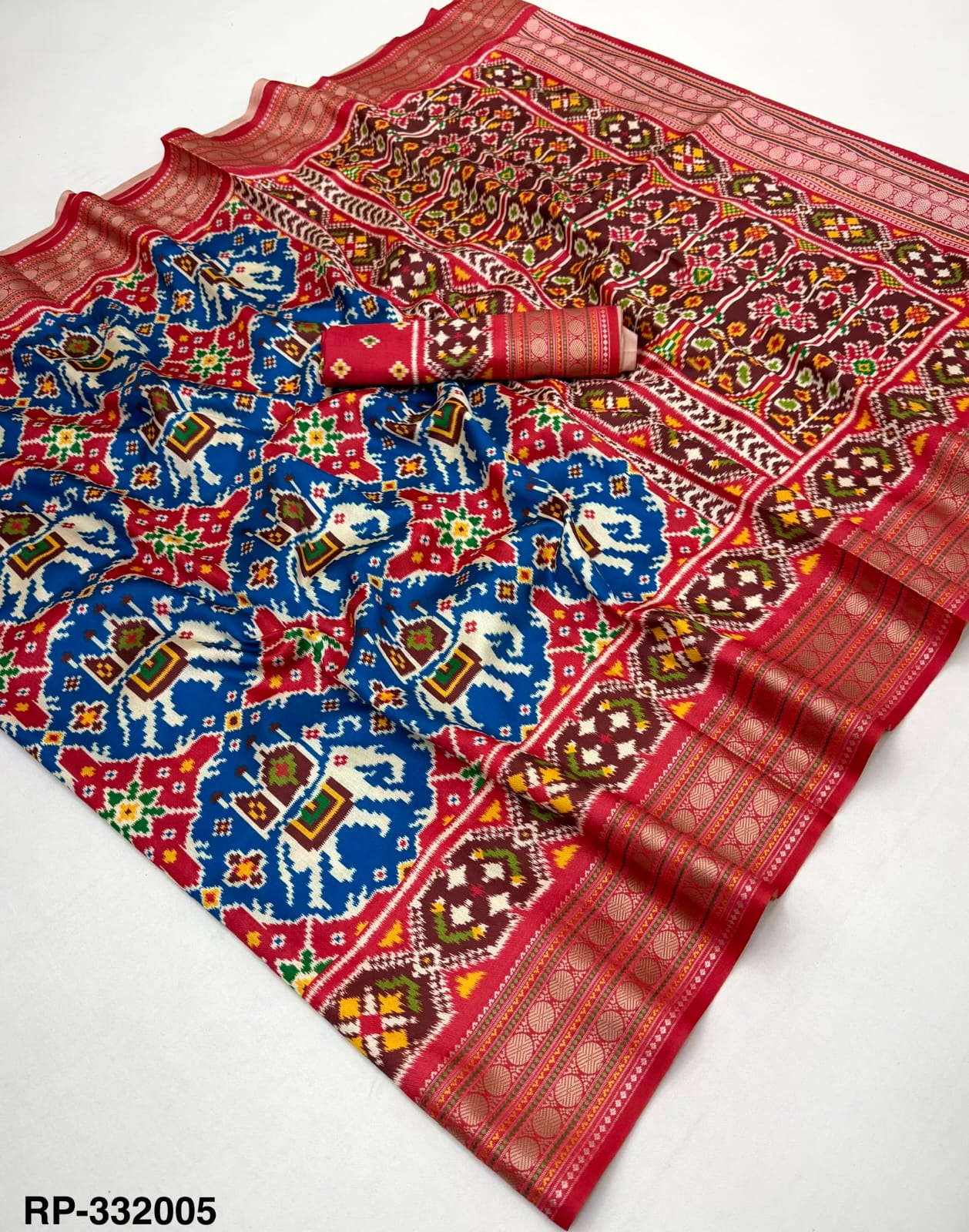 Rajyog Rudraksha Handloom Silk Patola Saree - Trending Design & Zari Border