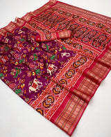 Rajyog Rudraksha Handloom Silk Patola Saree - Trending Design & Zari Border