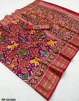 Rajyog Rudraksha Handloom Silk Patola Saree - Trending Design & Zari Border