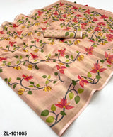 Zari Linen Chanderi Saree with Patola Digital Print & Tassels – Floral Designer Saree Available in 6 piece set & single piece - M.R. Saree Emporium