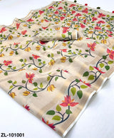 Zari Linen Chanderi Saree with Patola Digital Print & Tassels – Floral Designer Saree Available in 6 piece set & single piece - M.R. Saree Emporium