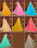 B. Vijay & Co. Rani Priya Pastel W.B.P Mustard Yellow Printed Cotton Saree – 8 Pcs Set-M.R. Saree Emporium