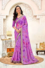 Krishnaleela Roohani-4 Fancy Fabrics Printed Saree with Designer Border - 8 PCS Set