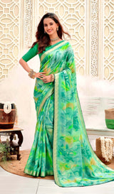 Krishnaleela Roohani-4 Fancy Fabrics Printed Saree with Designer Border - 8 PCS Set