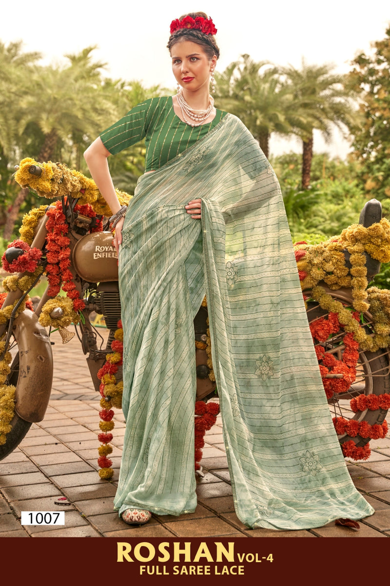 Roshan Vol-04 Simmar Chiffon Saree with Running Blouse – M.R. Saree Emporium