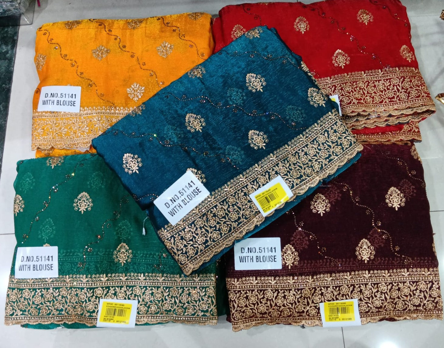 Simer Chiffon Embroidery Saree 5 Pcs Set With Blouse – Heavy Designer Border Party Wear-M.R. Saree Emporium