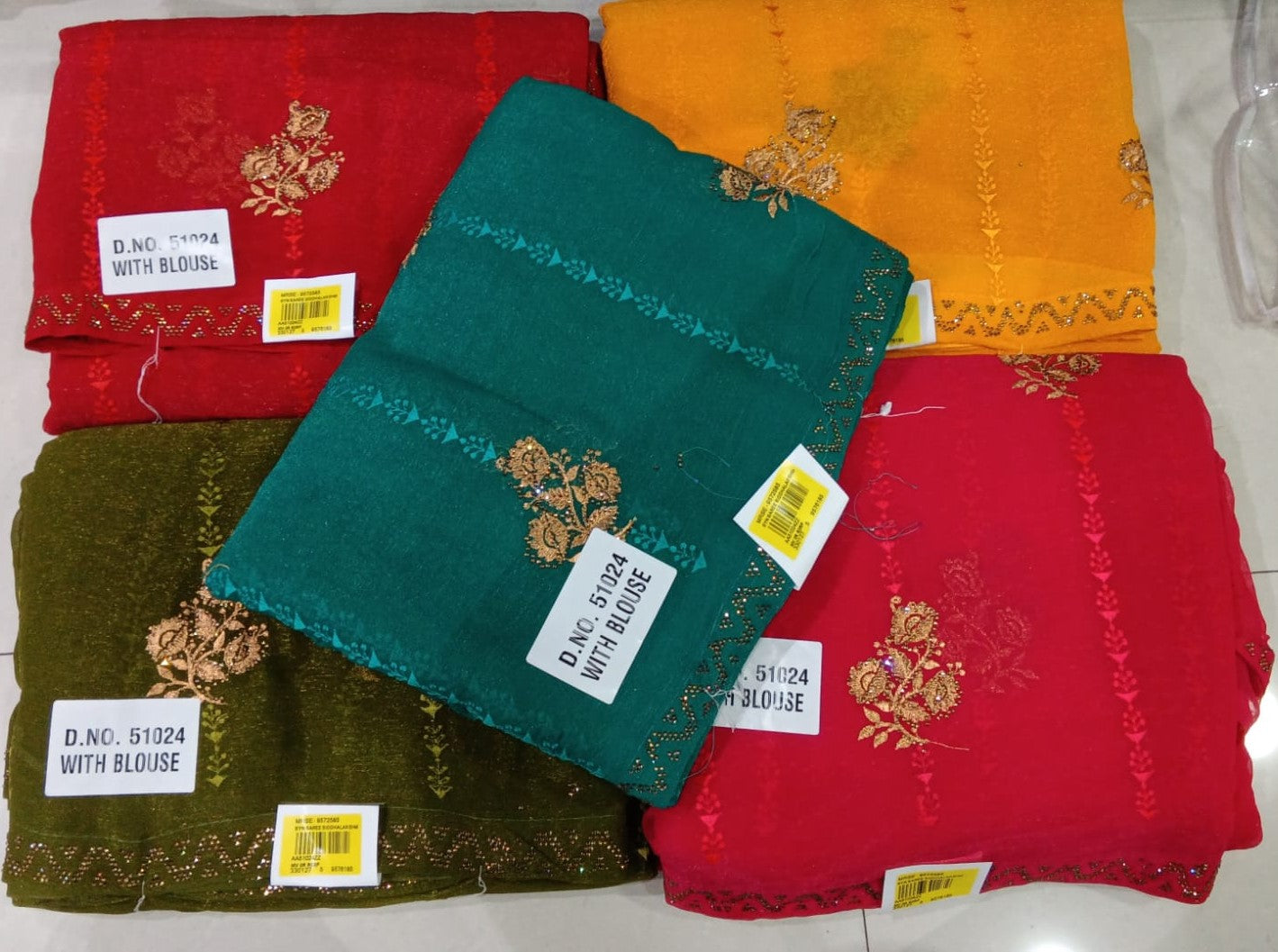 Frendy Chiffon Floral Embroidery Saree 5 Pcs Set With Blouse – Designer Party Wear-M.R. Saree Emporium