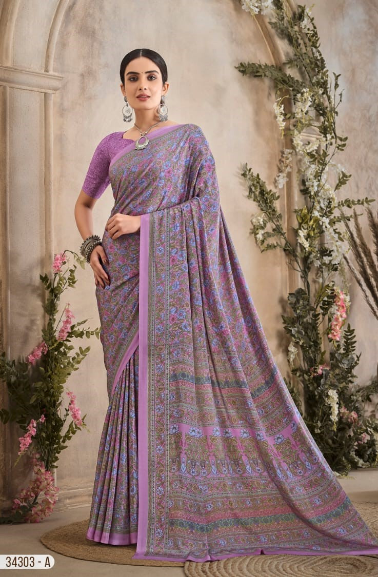 Ruchi Saree Vedanta Silk Vol 36 Silk Crepe Saree - 12 Pcs Set