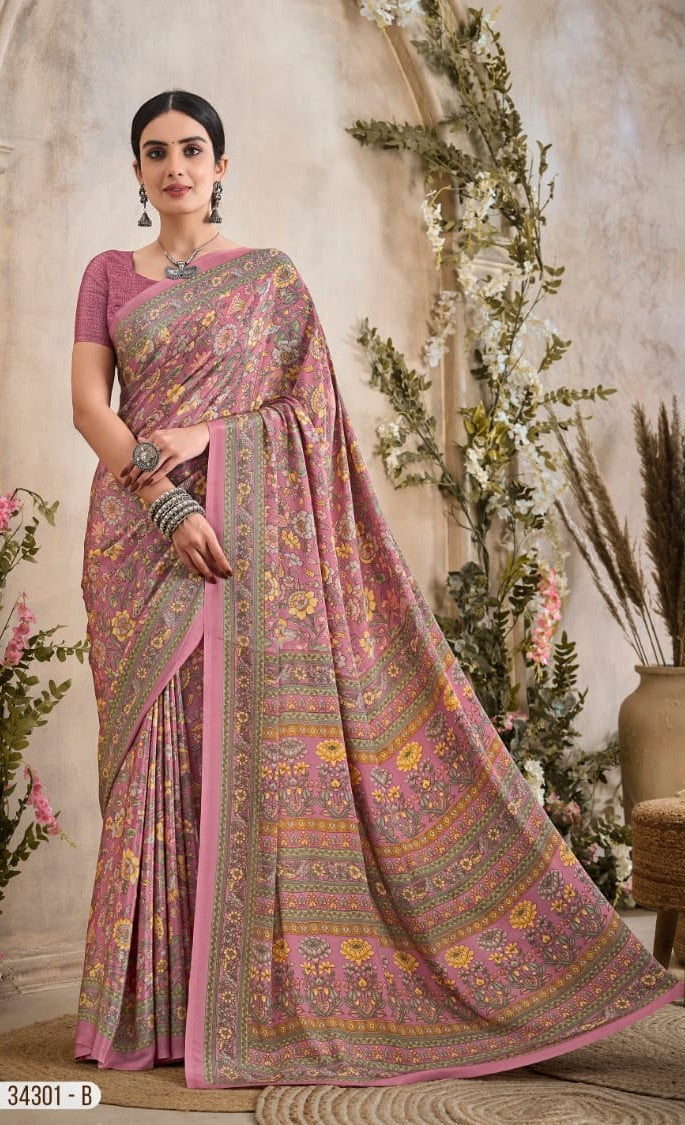 Ruchi Saree Vedanta Silk Vol 36 Silk Crepe Saree - 12 Pcs Set