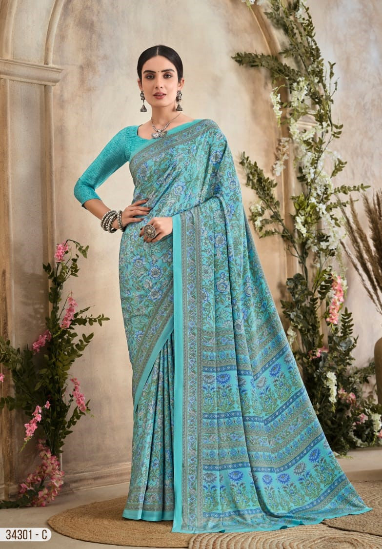 Ruchi Saree Vedanta Silk Vol 36 Silk Crepe Saree - 12 Pcs Set